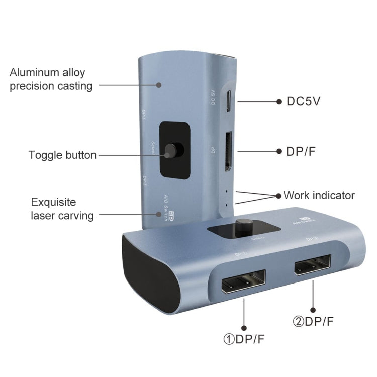Comutador DP bidirecional Z57 DP fêmea x 2 para USB-C / Tipo-C + DP fêmea, Z57