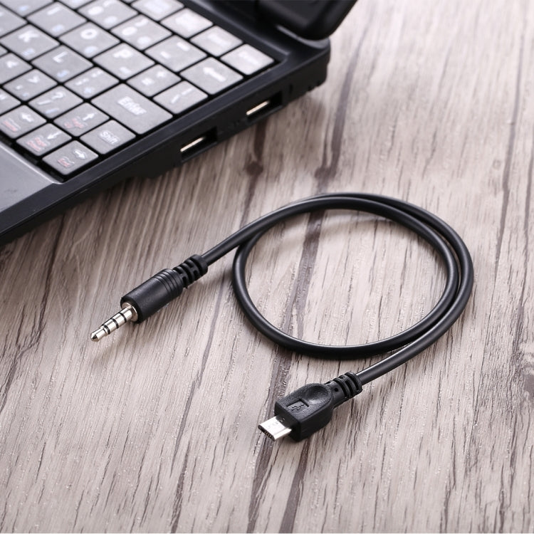 Cabo áudio AUX 3,5mm macho para Micro USB macho, comprimento: cerca de 40cm, Micro USB 40cm