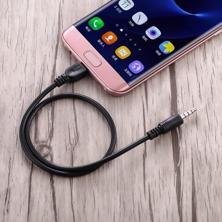 Cabo áudio AUX 3,5mm macho para Micro USB macho, comprimento: cerca de 40cm, Micro USB 40cm
