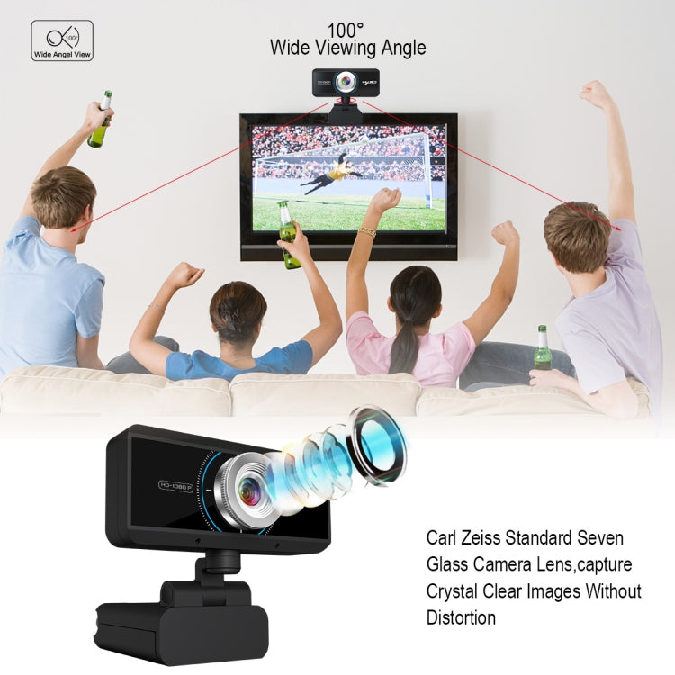 HXSJ S4 Webcam de Vídeo HD 1080P Ajustável 180 Graus com Foco Manual para PC com Microfone