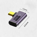 Adaptador lateral USB-C/Tipo-C fêmea para USB-C/Tipo-C macho 240W 40Gbps com luz, adaptador lateral