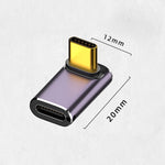 Adaptador vertical USB-C/Type-C fêmea para USB-C/Type-C macho 240W 40Gbps com luz, adaptador de ângulo vertical