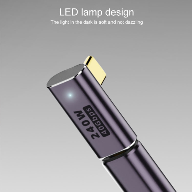 Adaptador médio USB-C/Tipo-C fêmea para USB-C/Tipo-C macho 240W 40Gbps com luz, adaptador médio