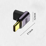 Adaptador de dobra para cima e para baixo USB-C/Tipo-C fêmea para USB-C/Tipo-C macho 240W 40Gbps com luz, adaptador de dobra para cima e para baixo