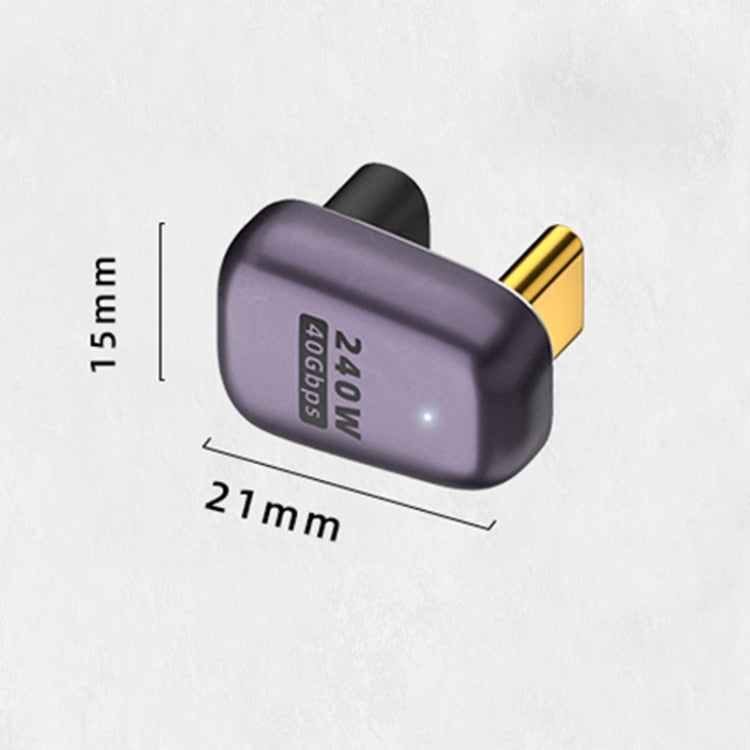Adaptador USB-C/Tipo-C Fêmea para USB-C/Tipo-C Macho 240W 40Gbps Tipo U com Luz, Adaptador Tipo U