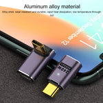 Adaptador USB-C/Tipo-C Fêmea para USB-C/Tipo-C Macho 240W 40Gbps Tipo U com Luz, Adaptador Tipo U