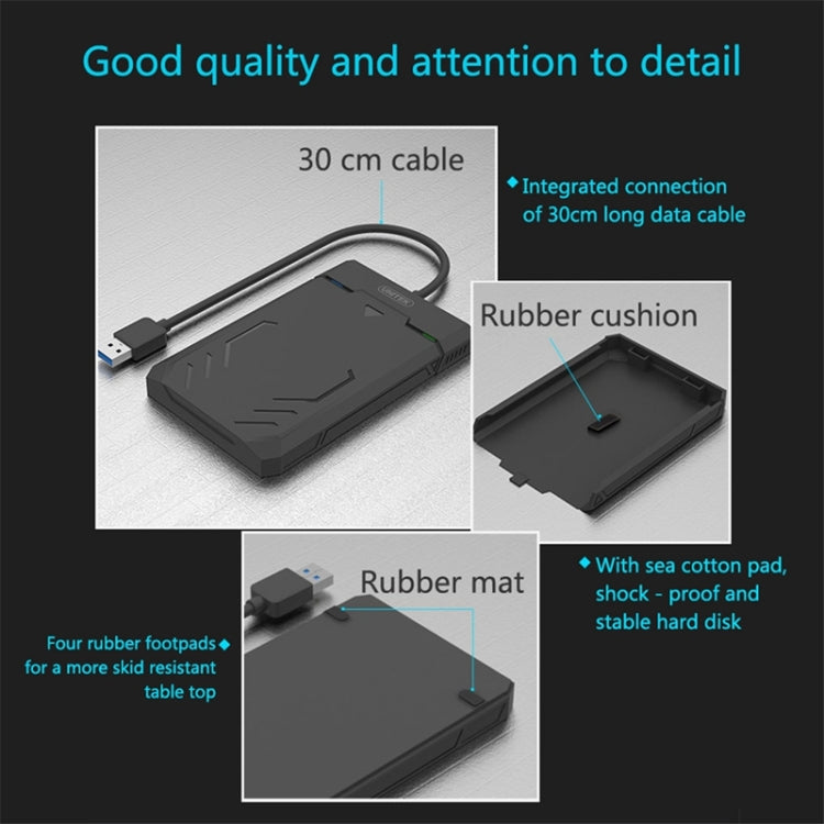 Caixa para Disco Rígido SATA 2,5 polegadas USB 3.0 UNITEK, Comprimento: 30cm, Interface SATA USB 3.0, Comprimento: 30cm
