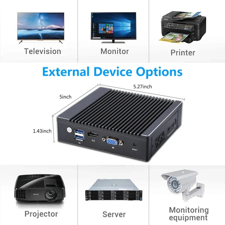 Mini PC K660G4 com Windows e Linux, Processador Intel Celeron N2840 Quad-Core 2M Cache, 1.83GHz, até 2.25GHz, 2GB RAM + 32GB SSD, 2GB+32GB