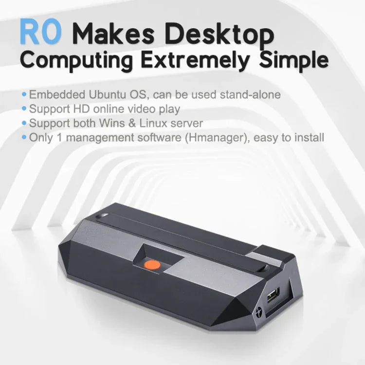 Mini PC R0 com sistema Windows e Linux, Quad Core 1,5GHz, RAM: 1GB, ROM: 8GB, Versão com cabo