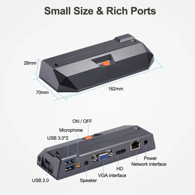 Mini PC R0 com sistema Windows e Linux, Quad Core 1,5GHz, RAM: 1GB, ROM: 8GB, Versão com cabo