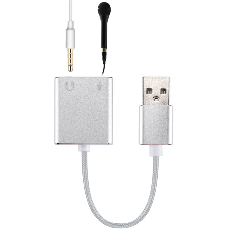 Placa de Som Virtual USB Externa com Caixa em Liga de Alumínio e 7.1 Canais com Cabo de 13cm para PC e Portátil, USB
