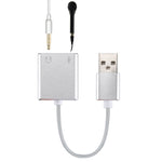 Placa de Som Virtual USB Externa com Caixa em Liga de Alumínio e 7.1 Canais com Cabo de 13cm para PC e Portátil, USB