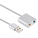 Placa de Som Virtual USB Externa com Caixa em Liga de Alumínio e 7.1 Canais com Cabo de 13cm para PC e Portátil, USB