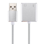Placa de Som Virtual USB Externa com Caixa em Liga de Alumínio e 7.1 Canais com Cabo de 13cm para PC e Portátil, USB