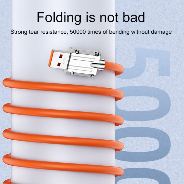 Cabo de Dados de Carregamento Rápido de Silicone Mech Series 6A 120W USB para 8 Pinos com Plugue Metálico, Comprimento: 1,8m, 1,8m 8 Pinos
