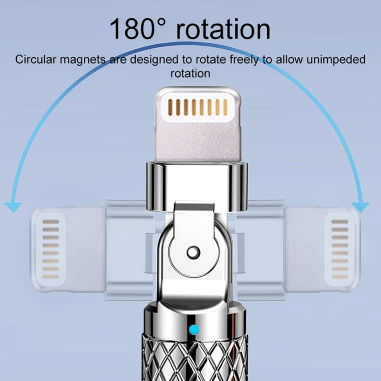 Cabo de Carregamento Rápido Mech Series 6A 120W USB para 8 Pinos com Plugue Metálico de 180 Graus, Comprimento: 1,2m, 1,2m 8 Pinos, 1,2m 8 Pinos 180 Graus