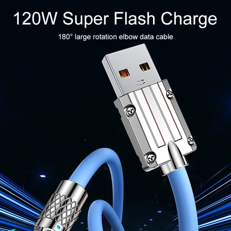 Cabo de Carregamento Rápido Mech Series 6A 120W USB para 8 Pinos com Plugue Metálico de 180 Graus, Comprimento: 1,2m, 1,2m 8 Pinos, 1,2m 8 Pinos 180 Graus