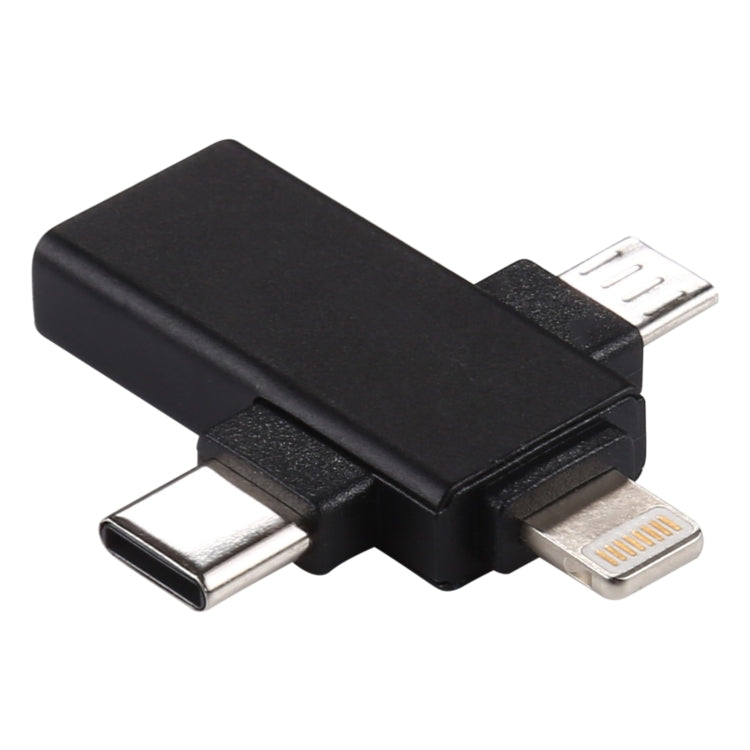 Adaptador multifuncional OTG 3 em 1 USB 3.0 para 8 pinos + Micro USB + USB-C / Type-C