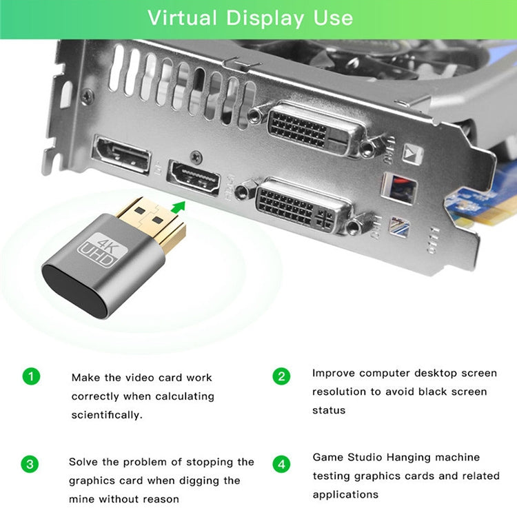 Adaptador de Ecrã Virtual VGA HDMI 1.4 DDC EDID Dummy Plug Emulador de Ecrã Headless, Rosa, Cinzento, Dourado, Vermelho, Prateado