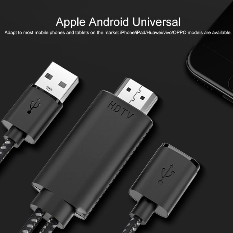 Cabo adaptador de vídeo HD 2K 7563s USB-C / Type-C fêmea para HDMI macho, comprimento do cabo: 1m
