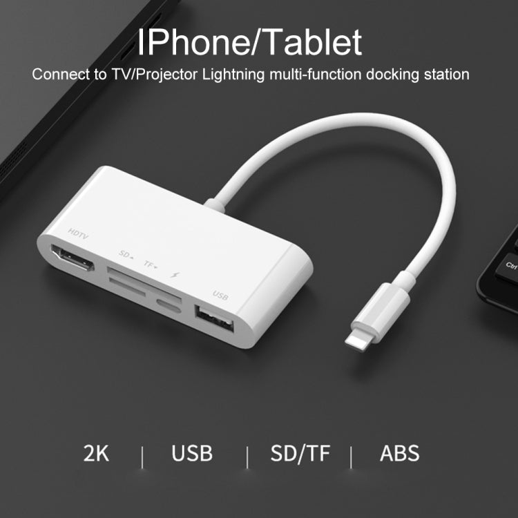 75215 Conversor de Vídeo HD 5 em 1 8 Pinos para HDMI + Slot para Cartão SD + Slot para Cartão TF + USB + Porta de Carregamento 8 Pinos, 75215