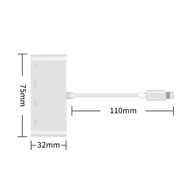 75216 Conversor de Vídeo HD 4 em 1 8 Pinos para HDMI + Carregamento 8 Pinos + 2 Portas USB, 75216
