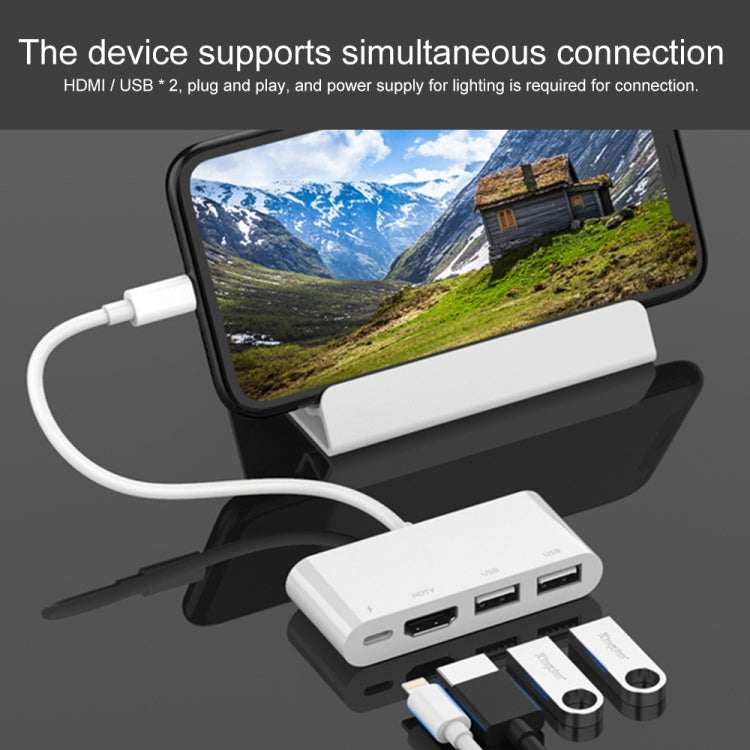 75216 Conversor de Vídeo HD 4 em 1 8 Pinos para HDMI + Carregamento 8 Pinos + 2 Portas USB, 75216