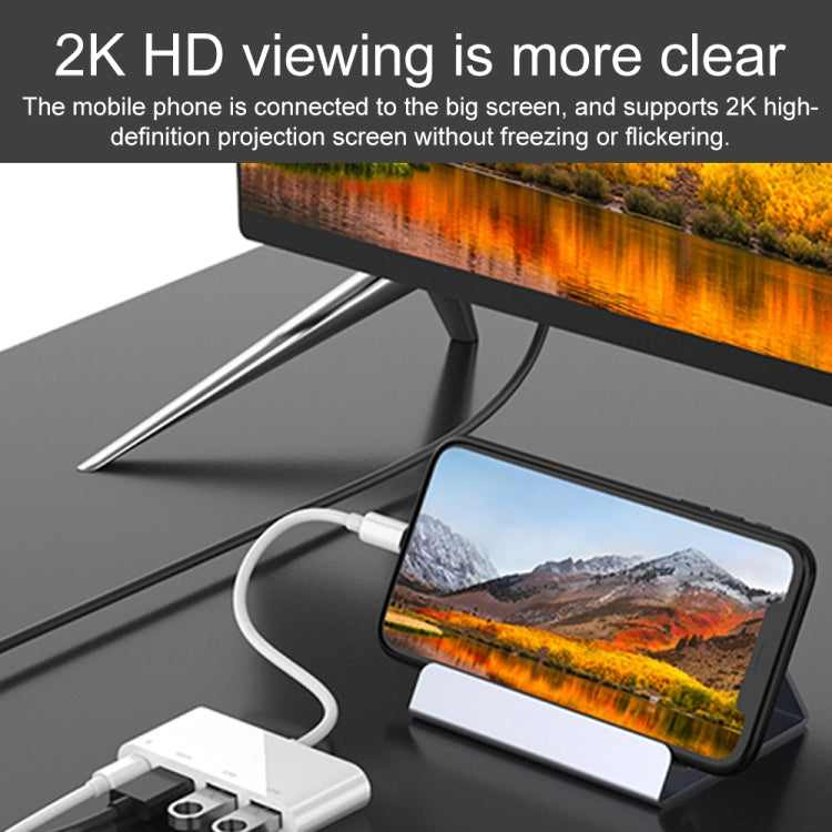 75216 Conversor de Vídeo HD 4 em 1 8 Pinos para HDMI + Carregamento 8 Pinos + 2 Portas USB, 75216