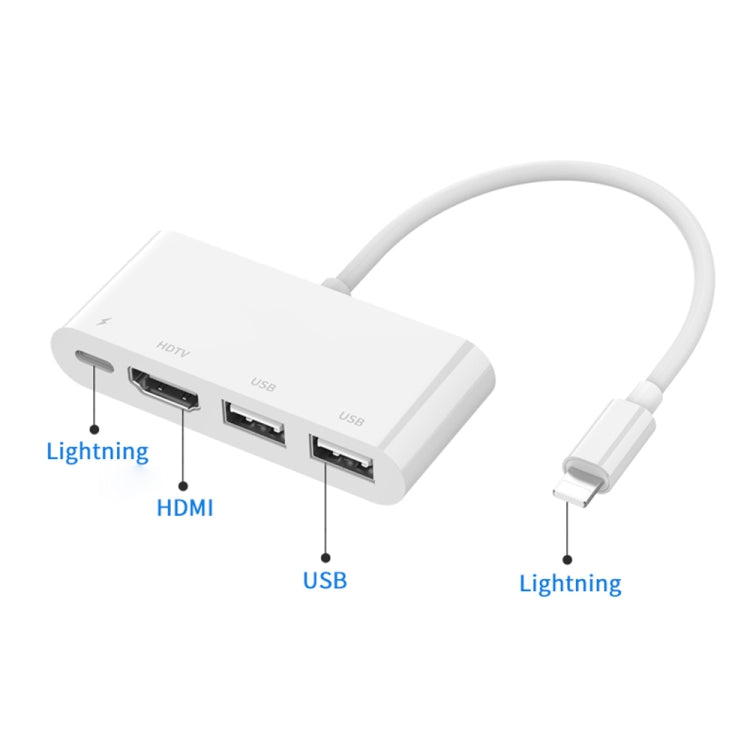 75216 Conversor de Vídeo HD 4 em 1 8 Pinos para HDMI + Carregamento 8 Pinos + 2 Portas USB, 75216
