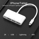 75216 Conversor de Vídeo HD 4 em 1 8 Pinos para HDMI + Carregamento 8 Pinos + 2 Portas USB, 75216