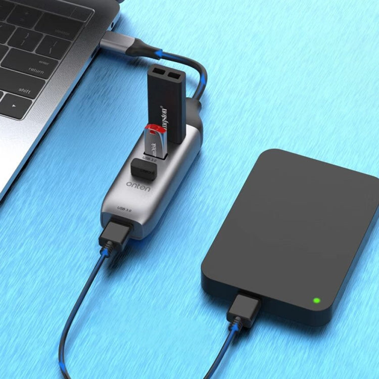 Onten 95118U HUB Multifuncional Conversor Docking Station USB-C / Tipo-C para 4 Portas USB 3.0 4 em 1, 95118U