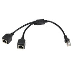 Divisor Adaptador de Tomada LAN Ethernet CAT5 RJ45 1 para 2, Comprimento do Cabo: 25cm