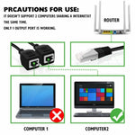 Divisor Adaptador de Tomada LAN Ethernet CAT5 RJ45 1 para 2, Comprimento do Cabo: 25cm