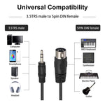 Cabo Adaptador de Áudio Jack Estéreo 3.5mm para Plugue MIDI Din 5 Pinos, Comprimento do Cabo: 1.5m