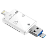 NK-208 Leitor de Cartões 3 em 1 i-Flash TF / SD para 8 Pinos + USB 2.0 + Dispositivos Micro USB (Preto), NK-208 Branco, NK-208 Preto