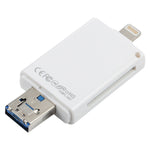 NK-208 Leitor de Cartões 3 em 1 i-Flash TF / SD para 8 Pinos + USB 2.0 + Dispositivos Micro USB (Preto), NK-208 Branco, NK-208 Preto