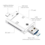NK-208 Leitor de Cartões 3 em 1 i-Flash TF / SD para 8 Pinos + USB 2.0 + Dispositivos Micro USB (Preto), NK-208 Branco, NK-208 Preto