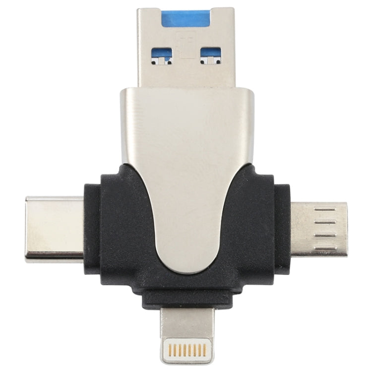 Leitor de Cartões 4 em 1 8 Pinos + USB-C / Tipo-C + Micro USB + USB 3.0 Macho, 4 em 1