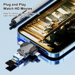 Leitor de Cartões 4 em 1 8 Pinos + USB-C / Tipo-C + Micro USB + USB 3.0 Macho, 4 em 1