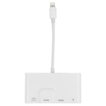 Adaptador Digital AV OTG 4 em 1 Macho 8 Pinos para Energia 8 Pinos + RJ45 Ethernet + HDMI + Câmara USB Fêmea, RJ45 Ethernet