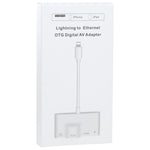 Adaptador Digital AV OTG 4 em 1 Macho 8 Pinos para Energia 8 Pinos + RJ45 Ethernet + HDMI + Câmara USB Fêmea, RJ45 Ethernet