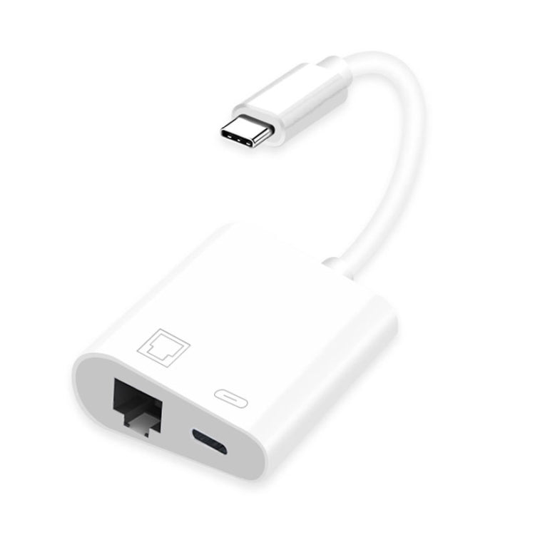 Adaptador NK-1035 TC 2 em 1 USB-C / Type-C macho para Ethernet + Type-C Power fêmea, NK-1035 TC
