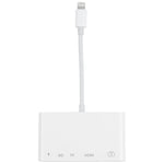 Adaptador Digital AV OTG 5 em 1 Macho 8 Pinos para USB + HDMI + Slot para Cartão TF / SD + Energia 8 Pinos Fêmea, Slot para Cartão TF / SD