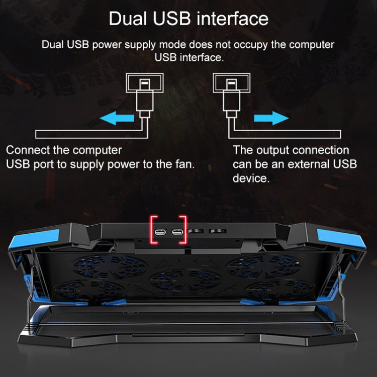 Suporte para Computador Portátil com Radiador de Cinco Núcleos e Duas Portas USB
