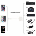 Cabo de Carregamento e Dados 11cm 8 Pinos Macho para USB & 8 Pinos Adaptador Leitor de Câmara, Suporta Sistema iOS 9.2 ou Superior