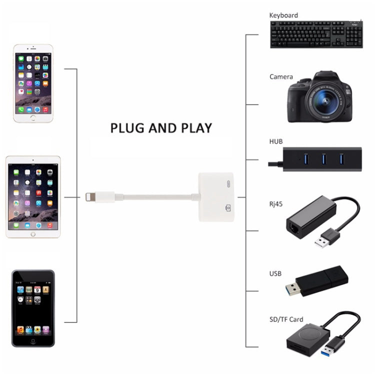 Cabo de Carregamento e Dados 11cm 8 Pinos Macho para USB & 8 Pinos Adaptador Leitor de Câmara, Suporta Sistema iOS 9.2 ou Superior