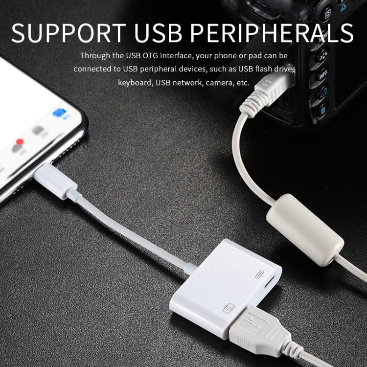 Cabo de Carregamento e Dados 11cm 8 Pinos Macho para USB & 8 Pinos Adaptador Leitor de Câmara, Suporta Sistema iOS 9.2 ou Superior