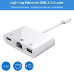 Cabo Conversor Digital de Vídeo OTG NK-107 3 em 1 Ethernet + USB + 8 Pinos Portas Fêmea de Carregamento para 8 Pinos Macho