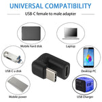 Adaptador USB-C / Tipo-C Macho para Fêmea em Forma de U, Tipo-C para Tipo-C