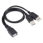 Cabo USB fêmea para 2 USB macho, Comprimento: cerca de 30cm